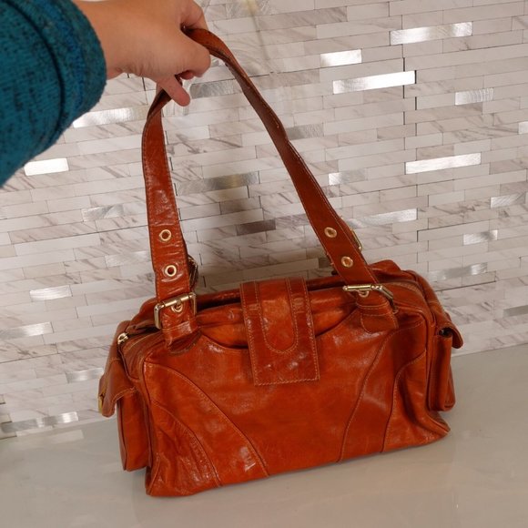 VERA PELLE Bag Brown Real Leather Shoulder Hobo Boho Large Italian Genuine Italy - Picture 3 of 15